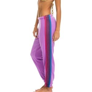 Aviator Nation 5 Stripe Sweatpants, Neon Purple, S